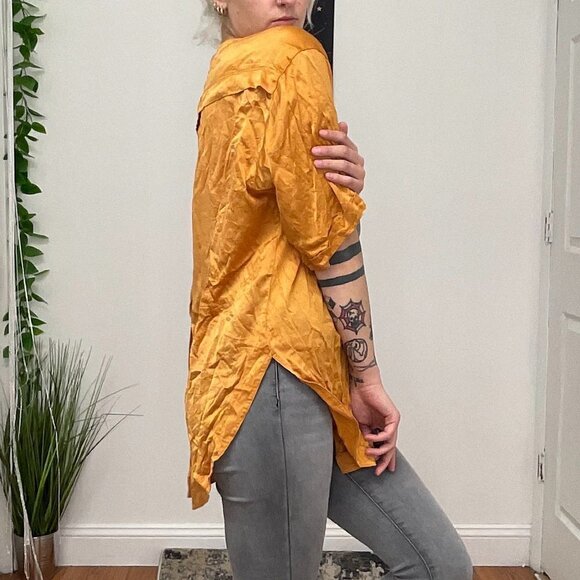 Vintage Escada Short Sleeve Button-Up Tunic Blouse Size 10 Orange - Picture 10 of 10